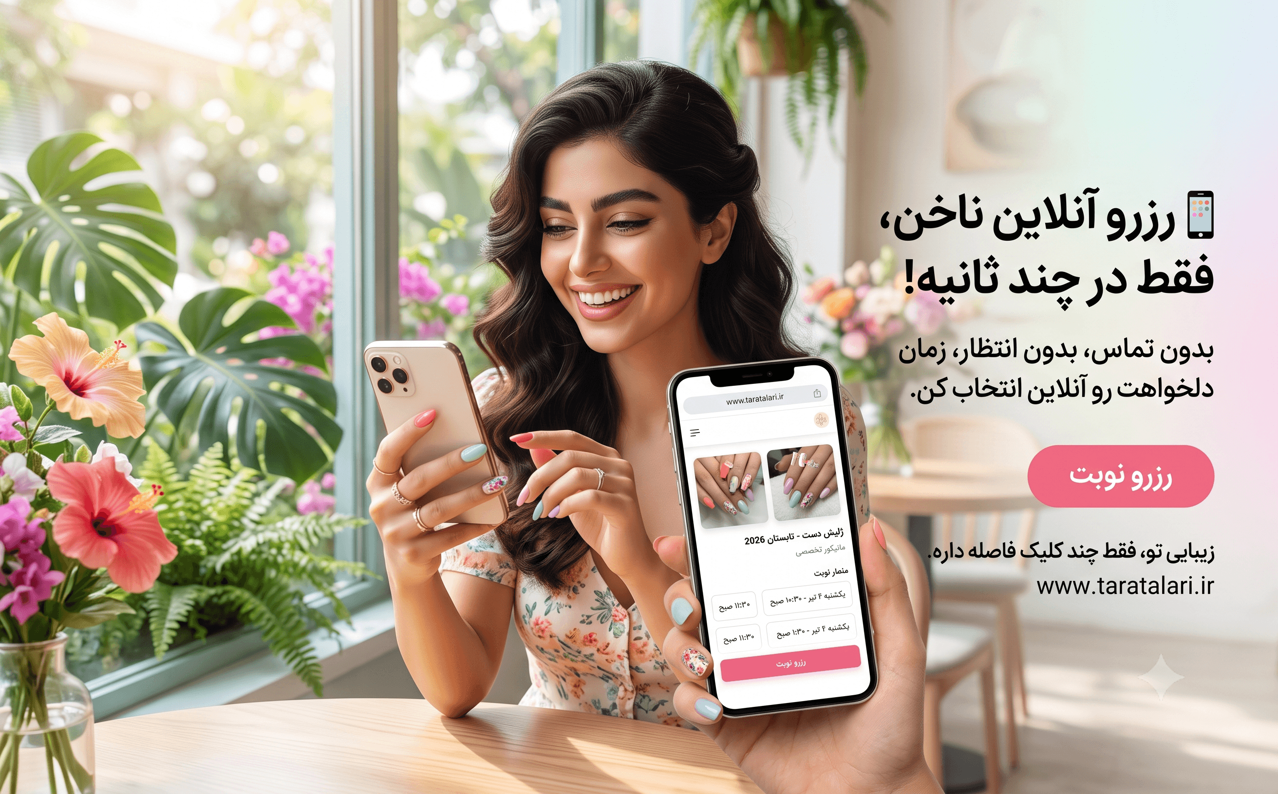 تارا در حال کار روی طراحی ناخن